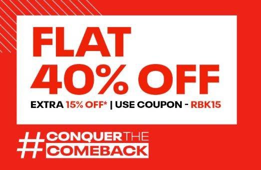 Reebok Footwear and sportswear at 55% Discount